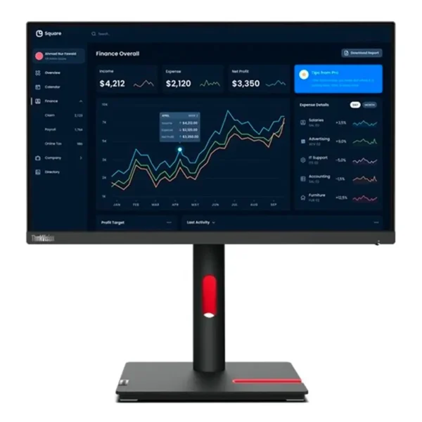 Monitor Plano Lenovo ThinkVision T23i-30, 23", 63B2MAR6LA, 1920x1080 WLED IPS HDMI, DP, VGA Color Raven Black - Imagen 2